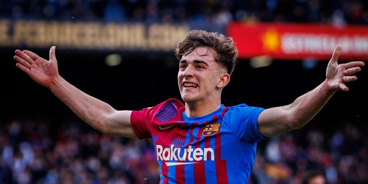 Gavi celebra el provisional 2-1 | FC Barcelona