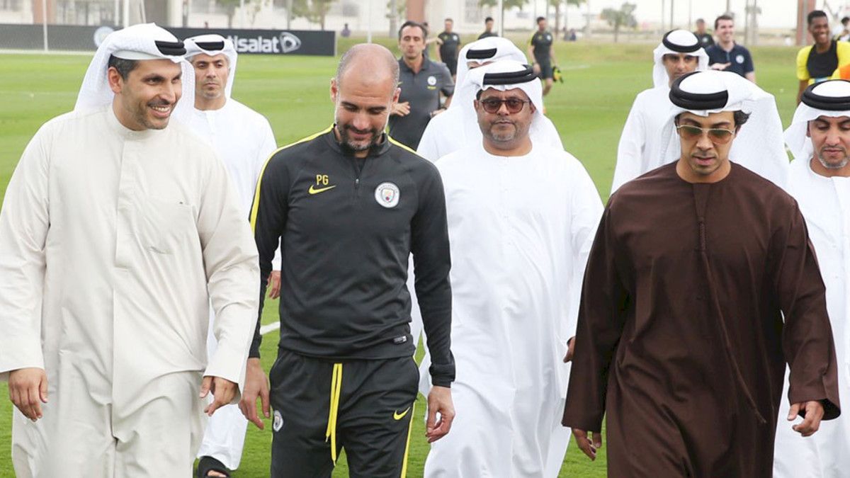Pep Guardiola, con el jeque Mansour | Manchester City
