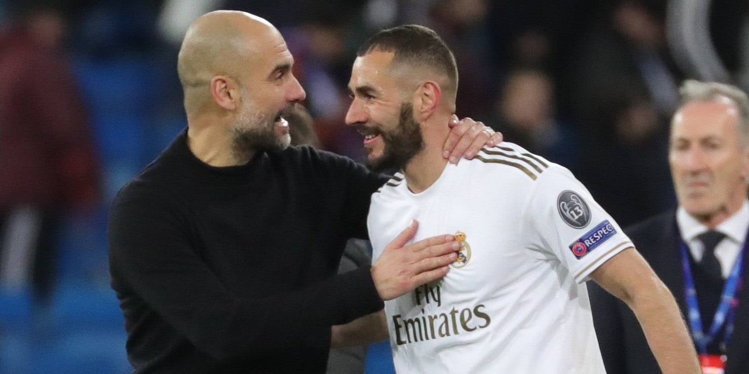 Pep Guardiola, junto a Karim Benzema | EFE