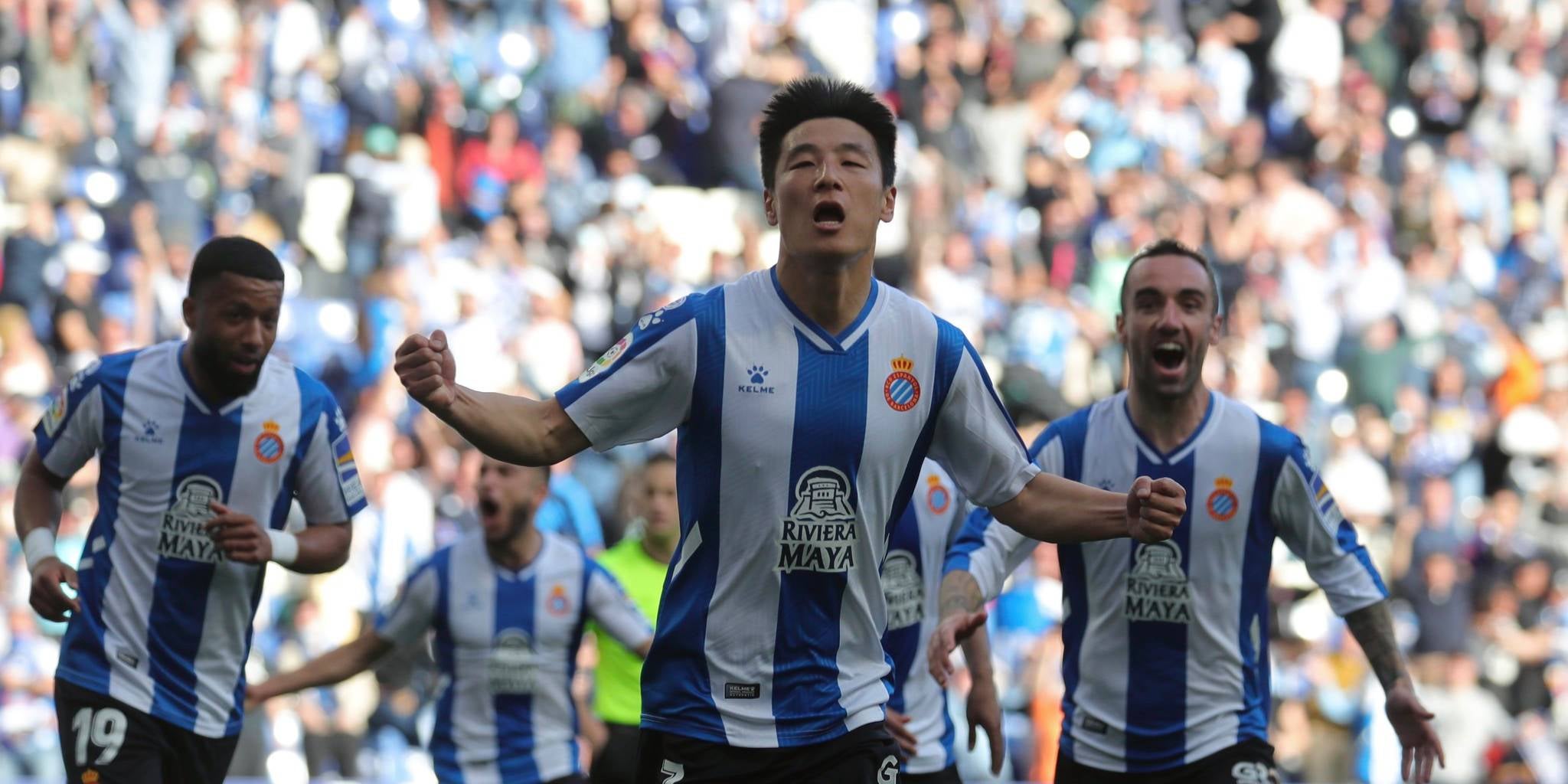 Els jugadors de l'Espanyol celebren el gol de Wu Lei | RCD Espanyol