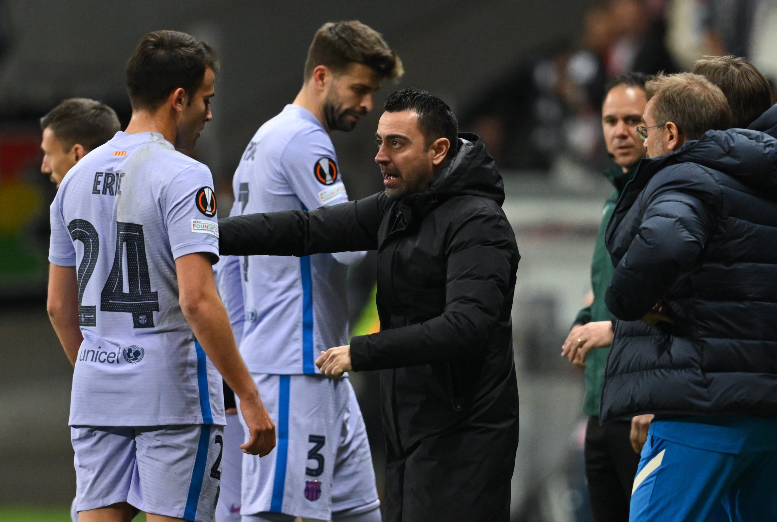 Xavi Hernández, durant el partit a Frankfurt | Europa Press