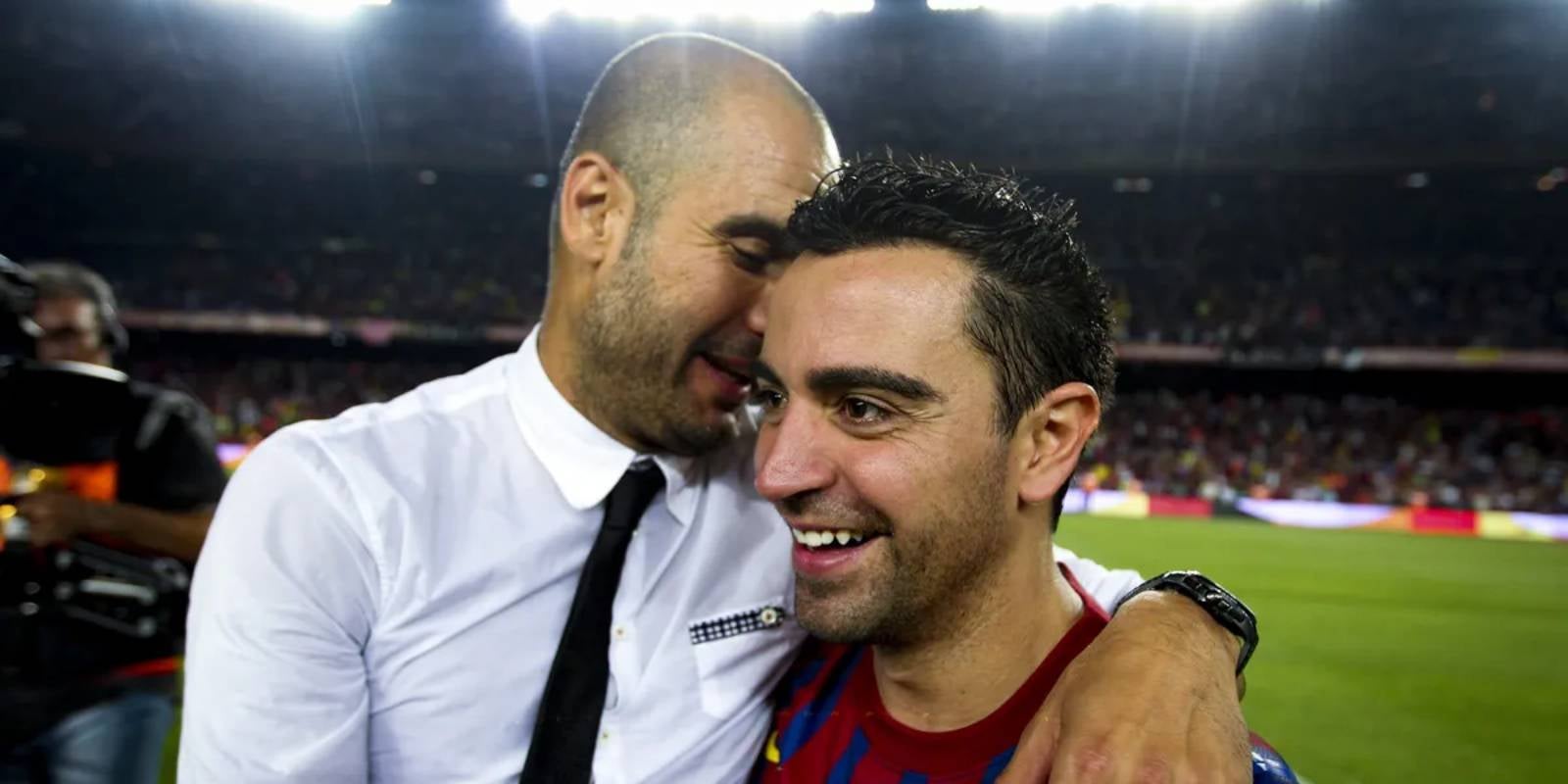 Pep Guardiola i Xavi Hernández, durant la seva etapa com a entrenador i jugador del Barça, respectivament | FC Barcelona