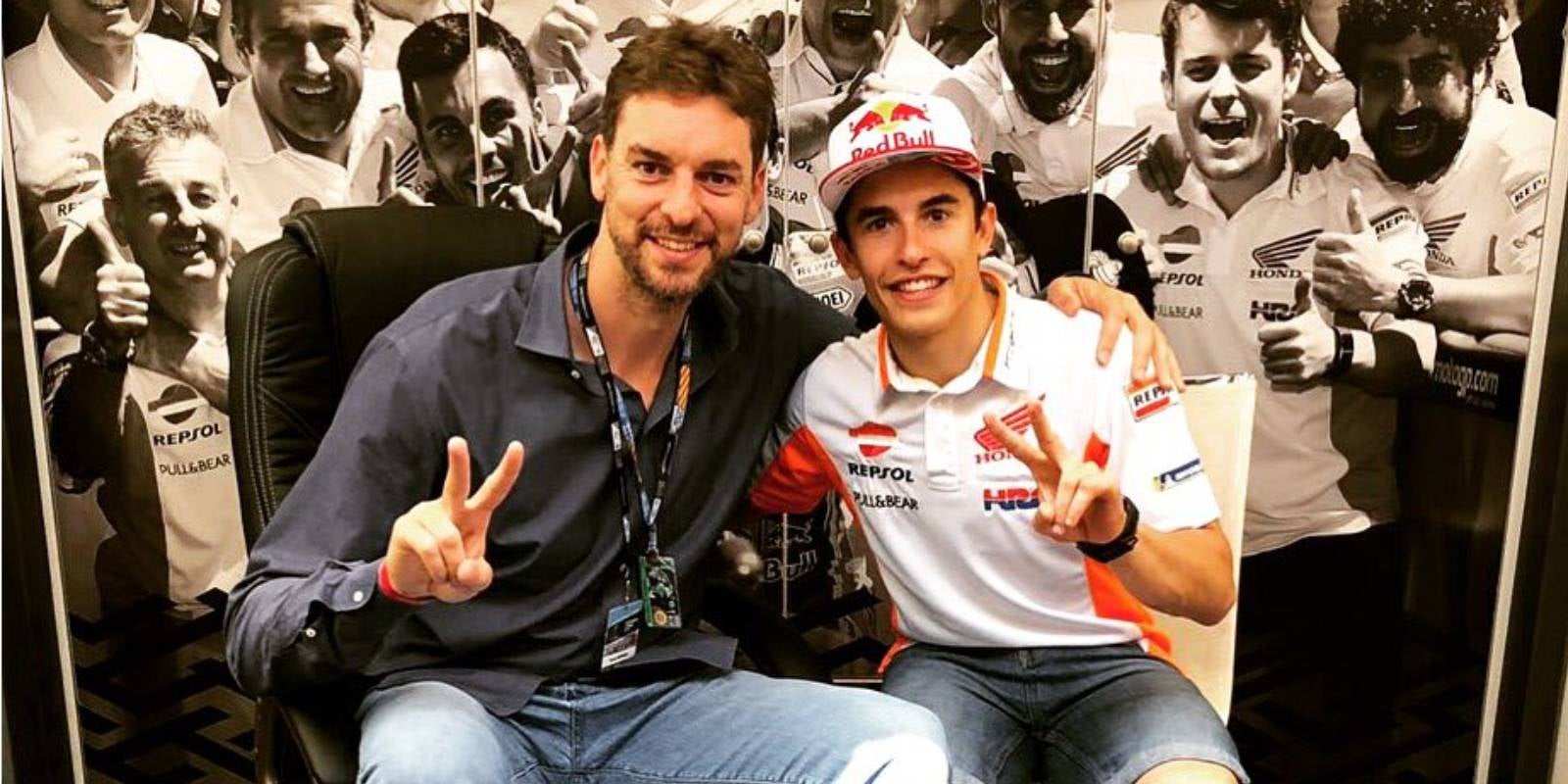 Pau Gasol, exbasquetbolista, i Marc Márquez, pilot de Moto GP | @marcmarquez93