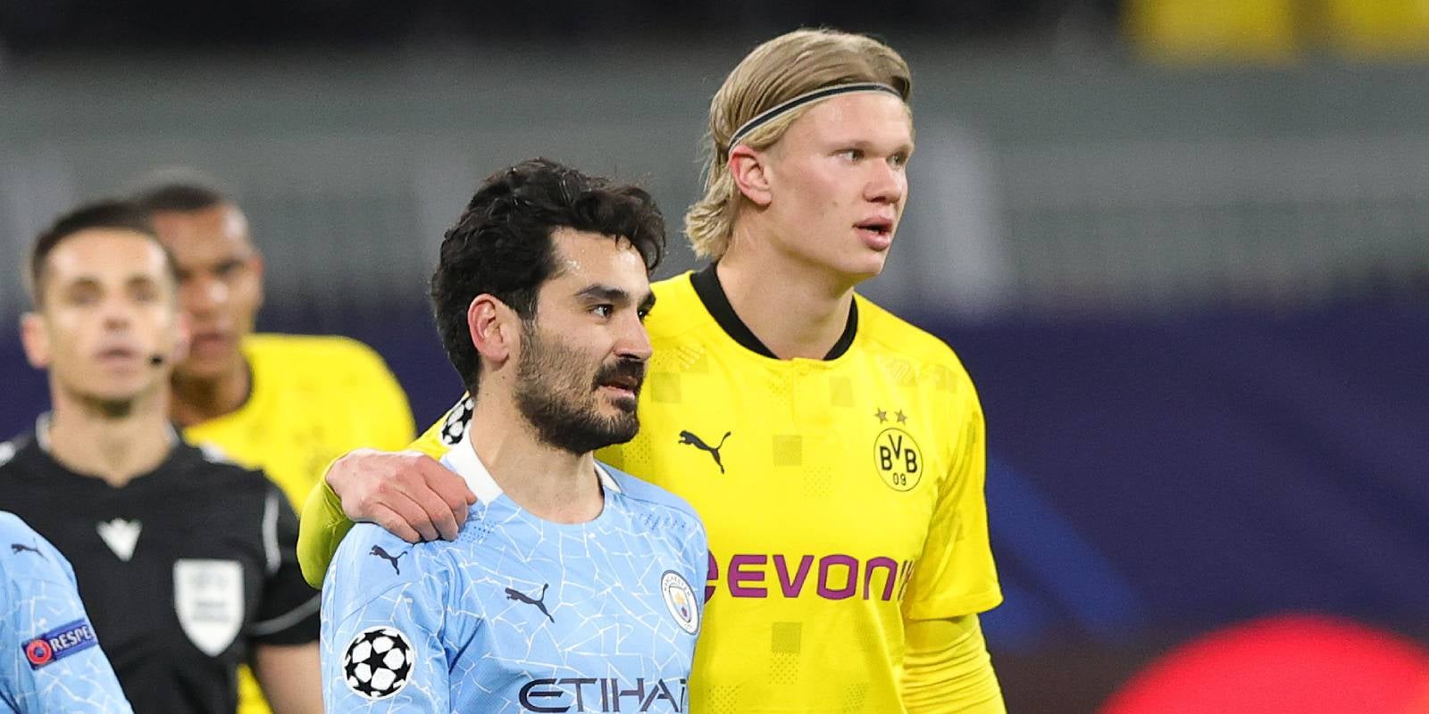 Ilkay Gundogan, jugador del Manchester City, i Erling Haaland, actual jugador del Borussia Dortmund | Europa Press