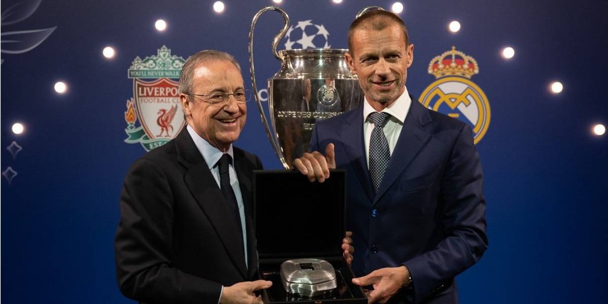 Florentino Pérez regala una maqueta del nuevo Santiago Bernabéu a Aleksander Ceferin | UEFA