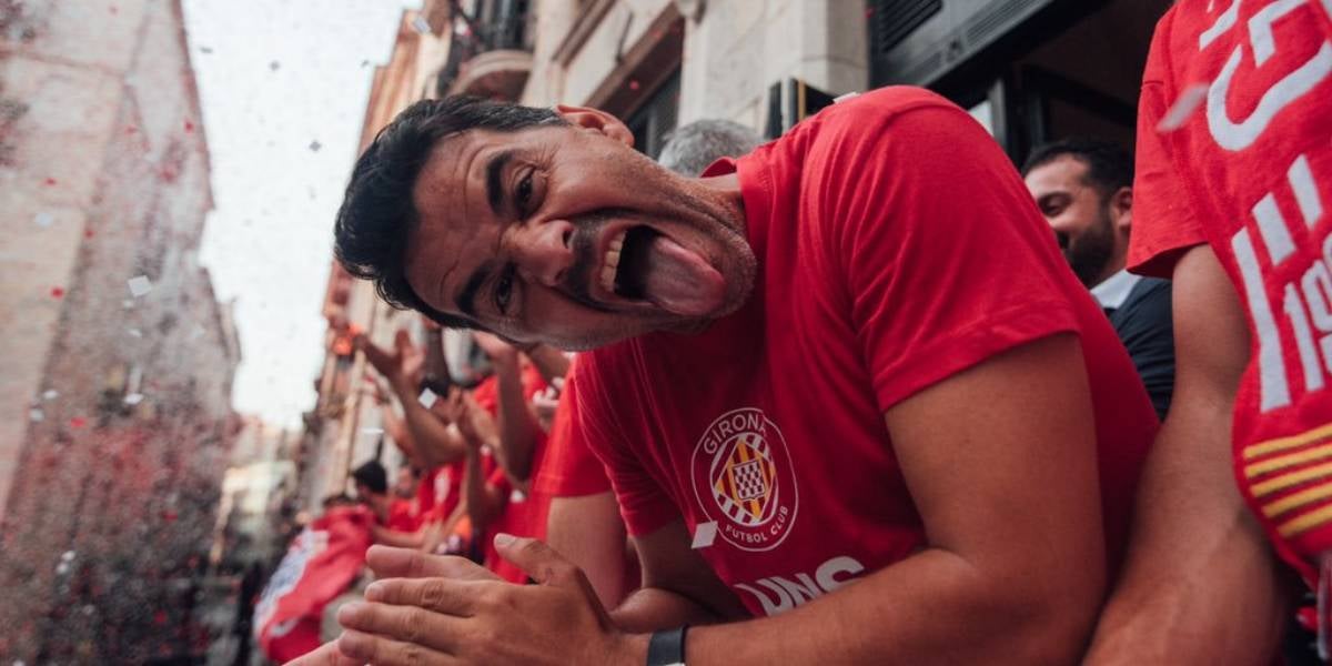 Míchel, durant la festa de l'ascens | Girona FC