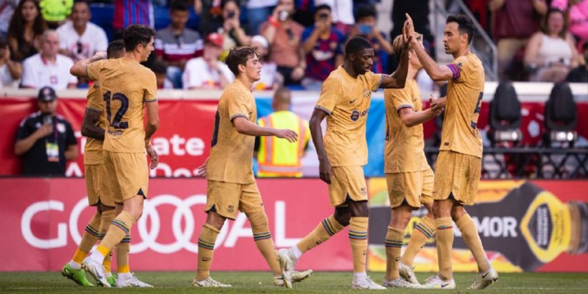 Els jugadors del Barça celebren un gol a Nova York | FC Barcelona