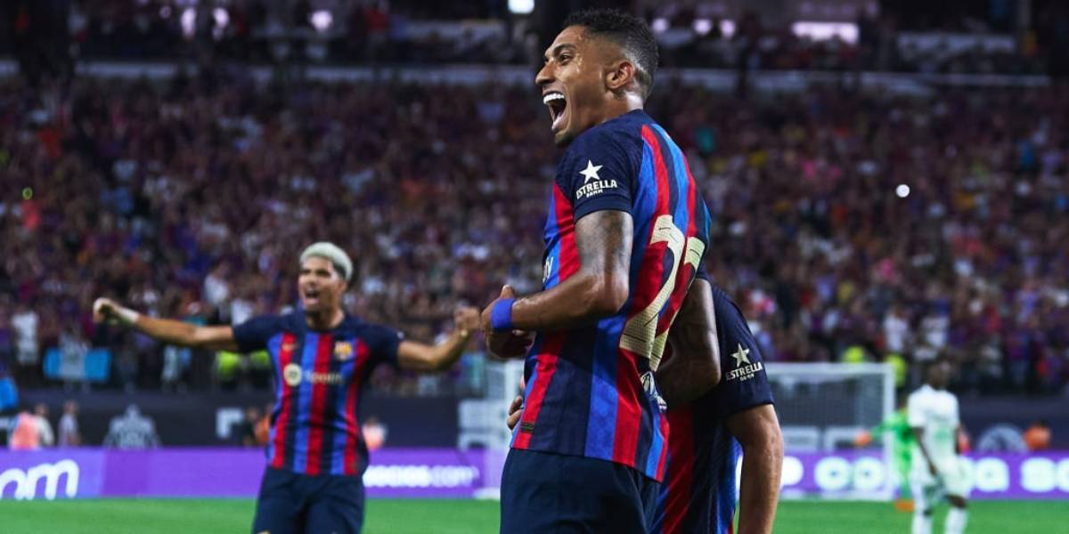 Raphinha celebra un gol en el clásico de pretemporada | FC Barcelona