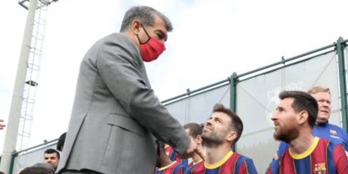 Joan Laporta, amb Gerard Piqué i Leo Messi | FC Barcelona
