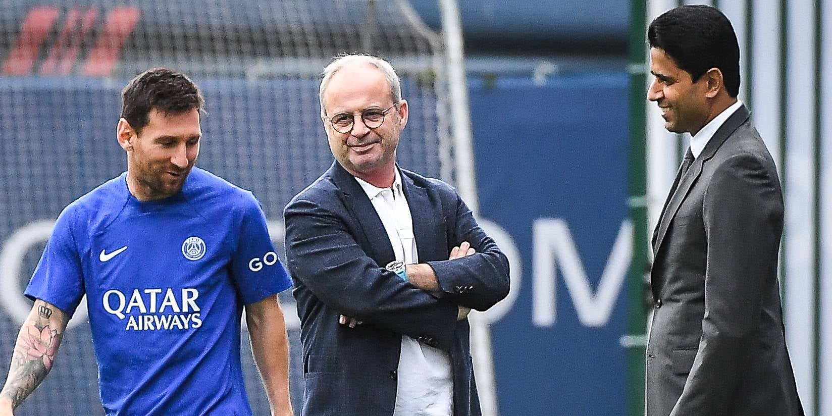 Leo Messi, amb Luis Campos i Nasser Al-Khelaïfi | Europa Press
