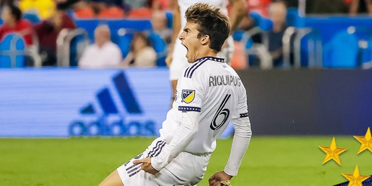 Riqui Puig celebra el seu gol amb Los Angeles Galaxy | LA Galaxy