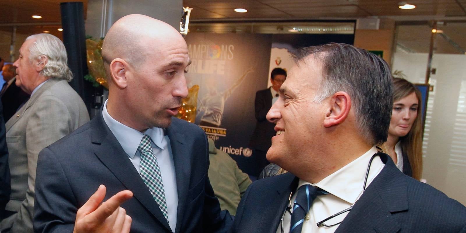 Luis Rubiales, president de la RFEF, i Javier Tebas, president de LaLiga | Europa Press