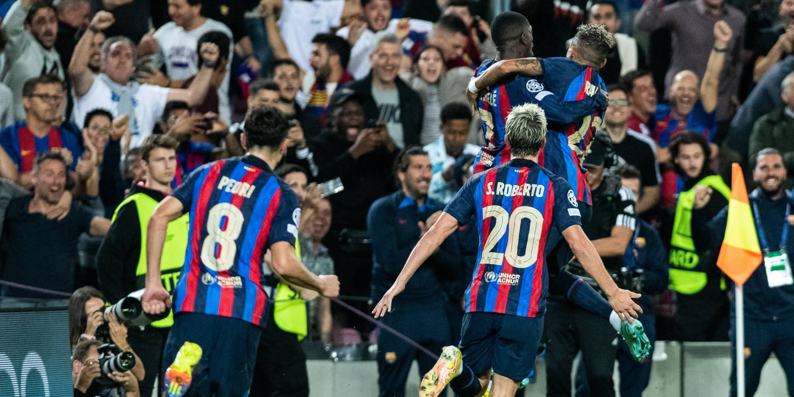Els jugadors del Barça celebren un gol contra l'Inter al Camp Nou | Europa Press