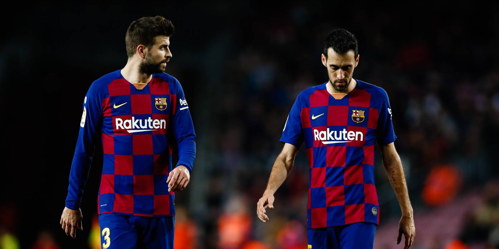 Gerard Piqué i Sergio Busquets, durant un partit del Barça de la temporada 2019/2020 | Europa Press