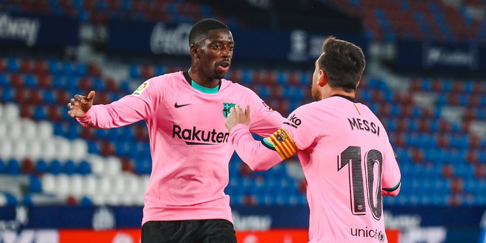 Ousmane Dembélé i Leo Messi, en un partit del Barça | Europa Press