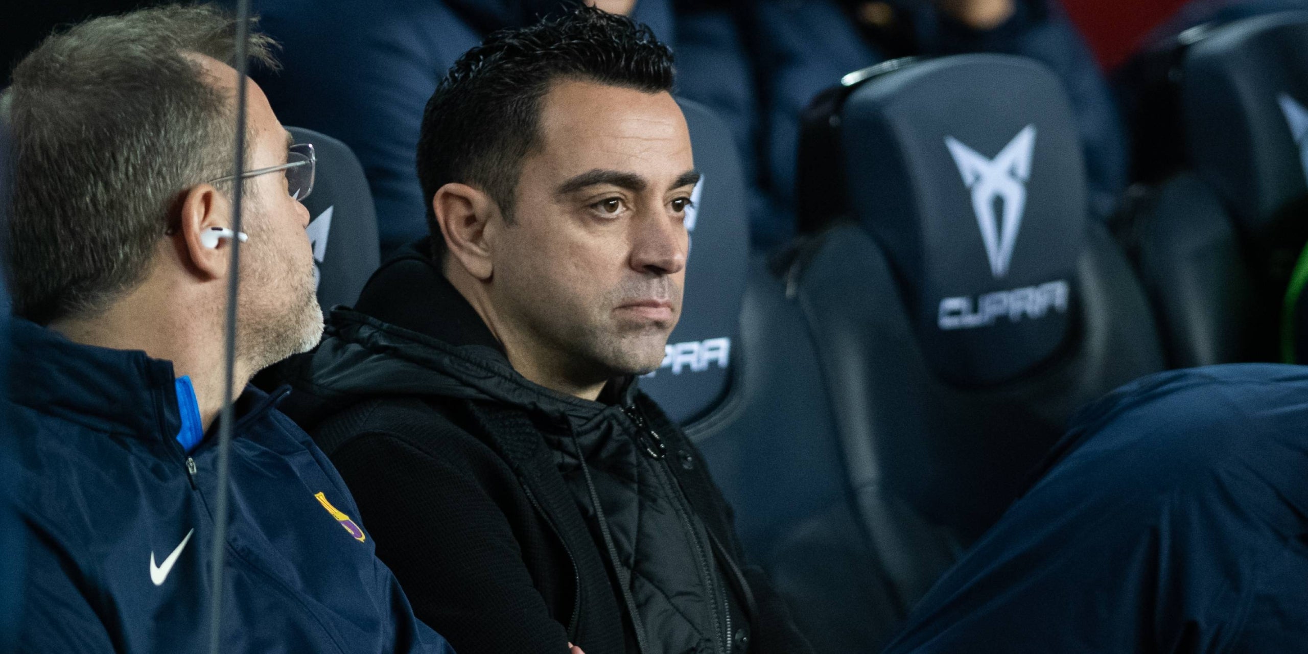 Xavi Hernández, entrenador del Barça, durant l'últim derbi contra l'Espanyol al Camp Nou | Europa Press