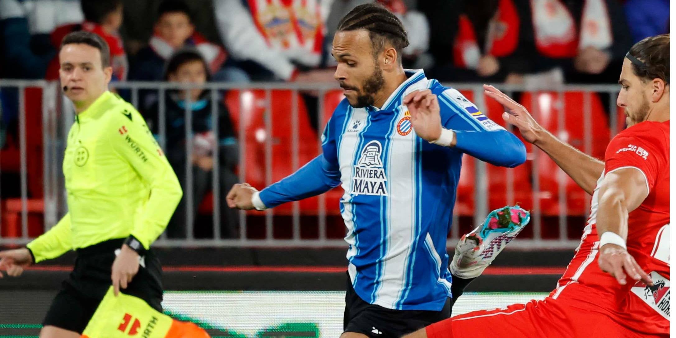 Martin Braithwaite durante el Almería-Espanyol | @rcdespanyol