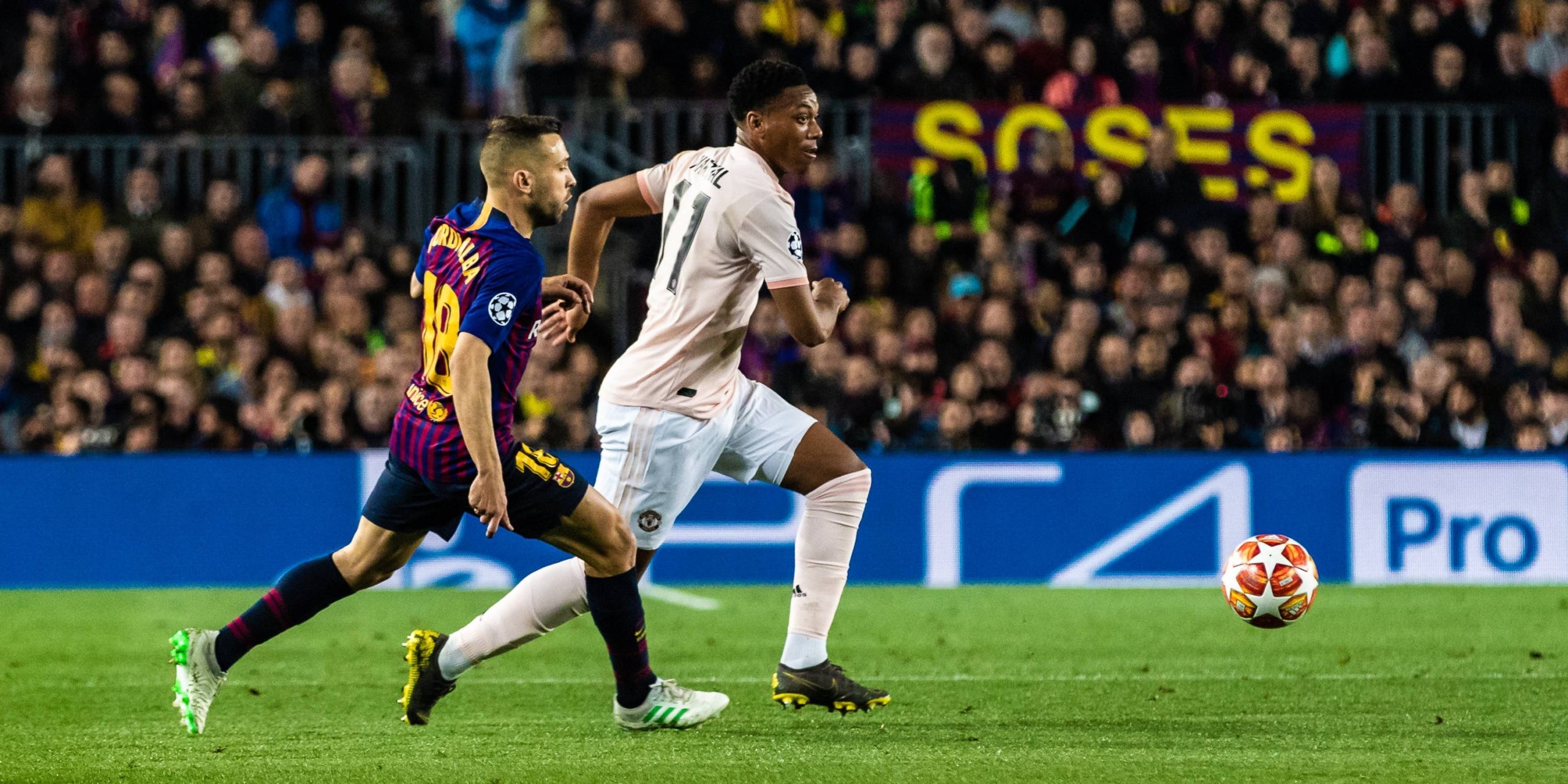 Jordi Alba, durant l'últim Barça-Manchester United al Camp Nou | Europa Press
