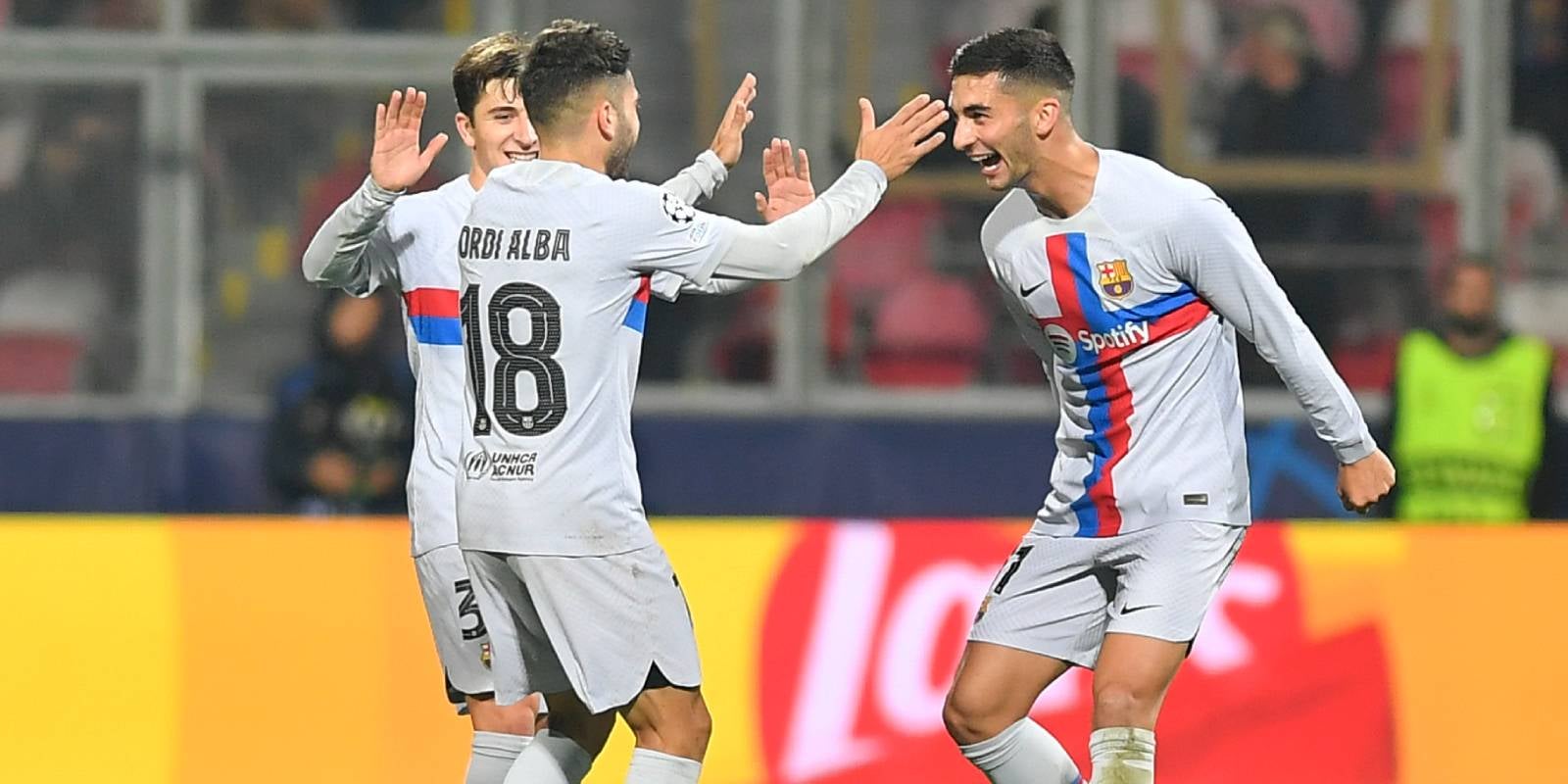 Ferran Torres, jugador del Barça, celebrant el seu gol al camp del Viktoria Pilsen | Europa Press