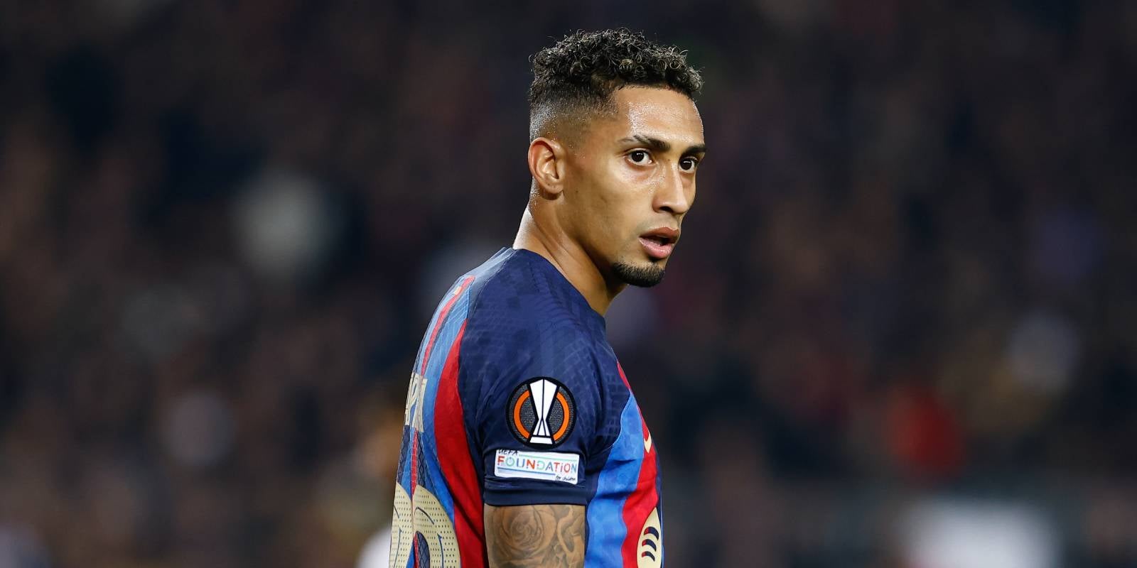 Raphinha Dias Belloli, jugador del Futbol Club Barcelona, durant el partit d'anada del Playoff de les eliminatòries de la UEFA Europa League contra el Manchester United al Camp Nou | Europa Press