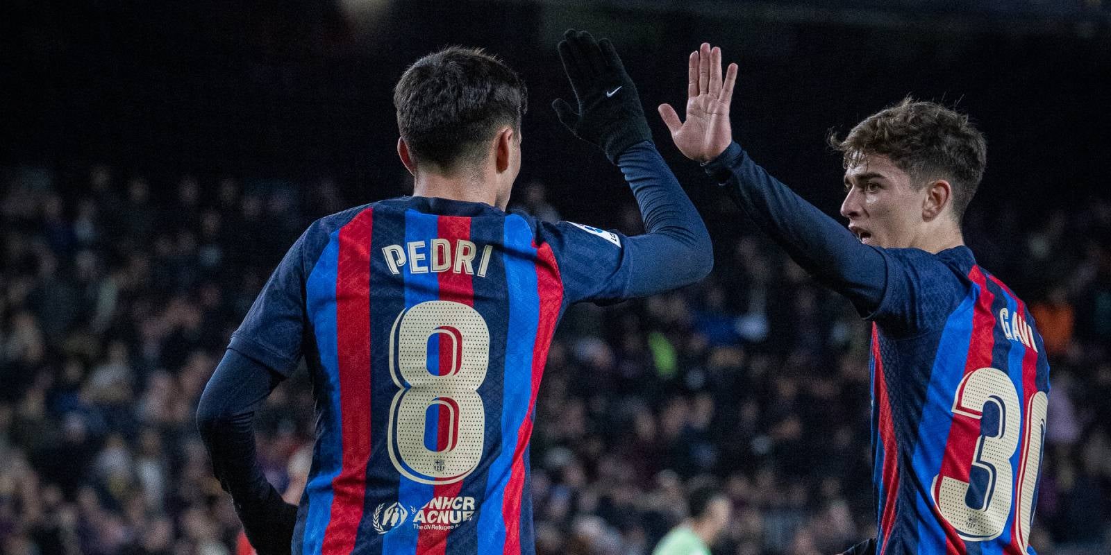 Pedri González i Gavi, jugadors del Barça, durant un partit de la temporada 2022/2023 | FC Barcelona