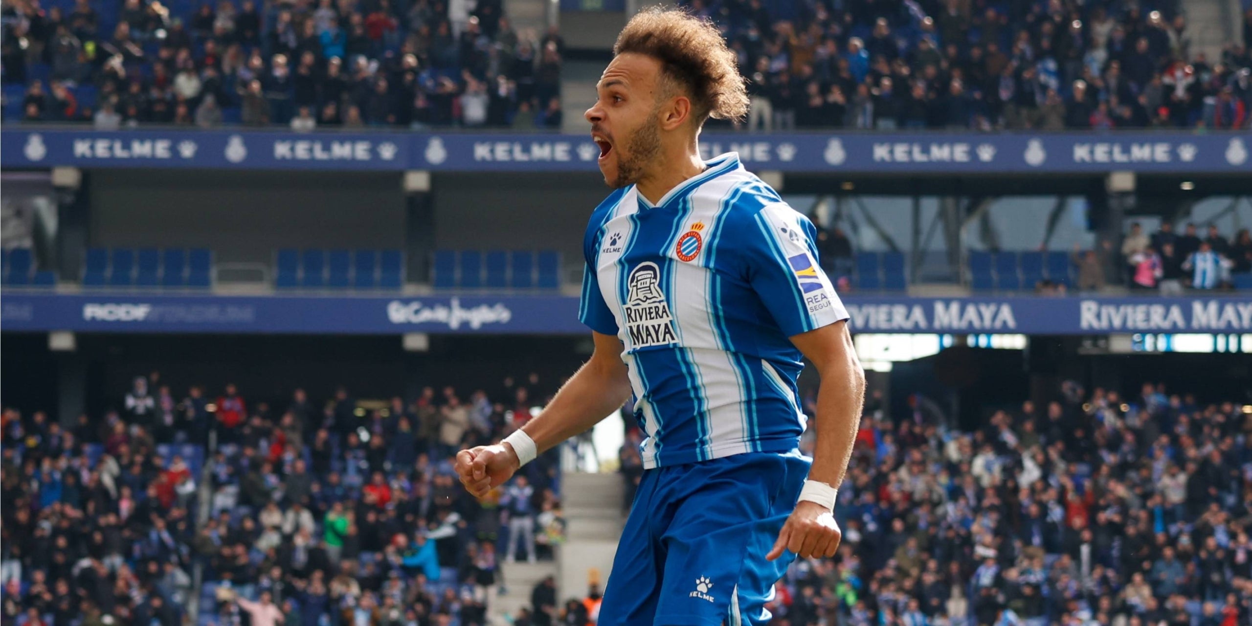Martin Braithwaite, celebrant un dels gols de la tarda | @RCDEspanyol