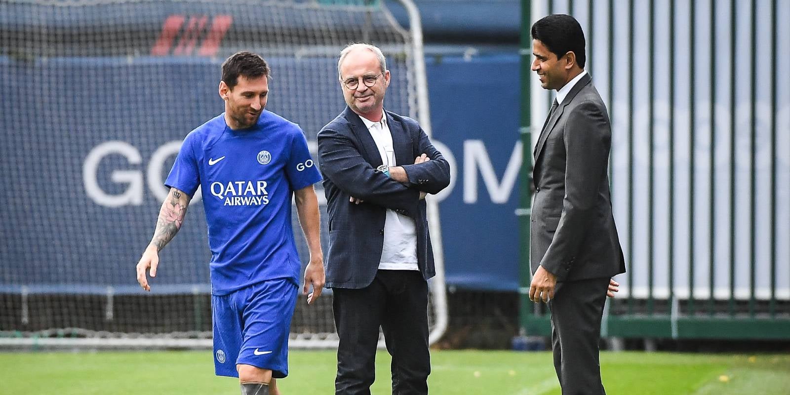 Leo Messi, Luis Campos i Nasser Al-Khelaifi, en arxiu | Europa Press