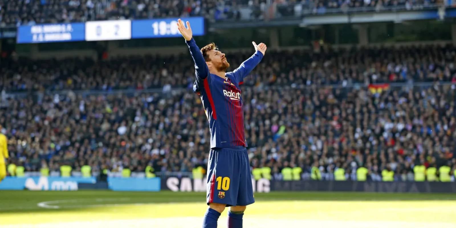 Leo Messi celebra un gol al Santiago Bernabéu, en el 0-3 al Reial Madrid de la temporada 2017/2018 | FC Barcelona