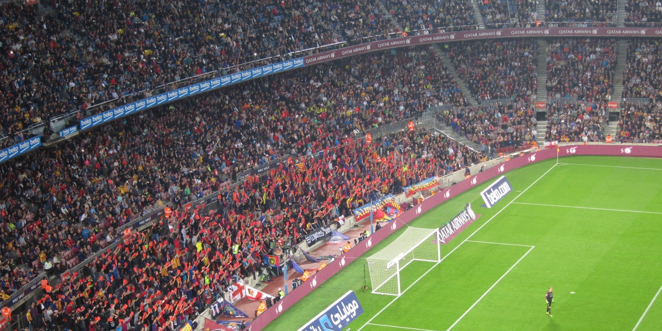 Acció del Camp Nou contra Javier Tebas | Europa Press