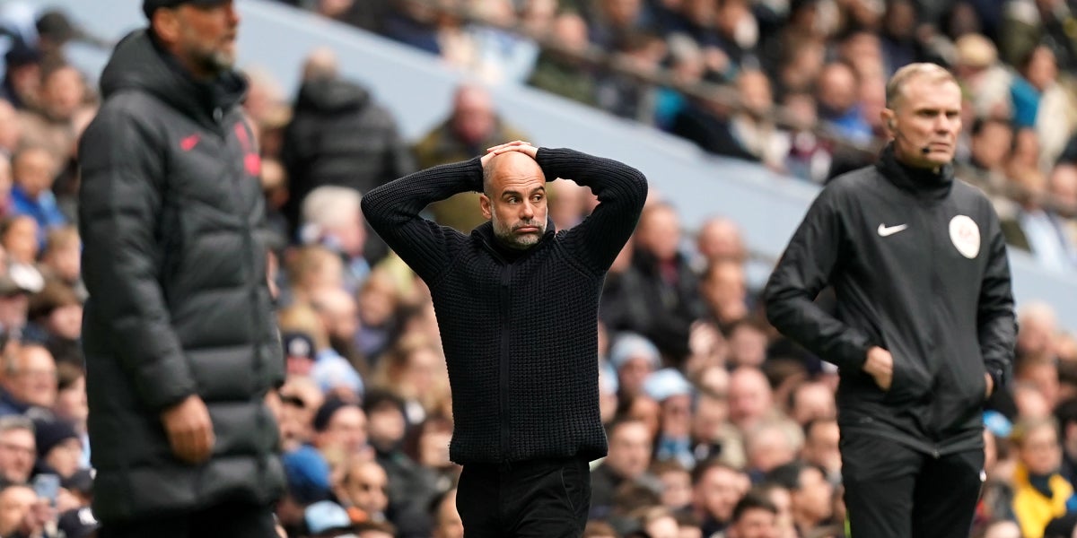 Pep Guardiola durant el Manchester City-Liverpool | Europa Press