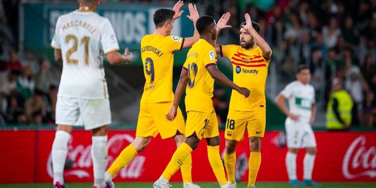 Els jugadors del Barça celebren un gol a Elx | Europa Press