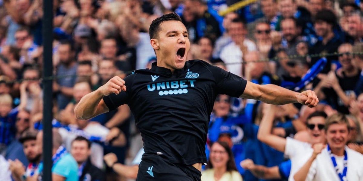 Ferran Jutglà celebrant un gol amb el Bruges | Club Brugge