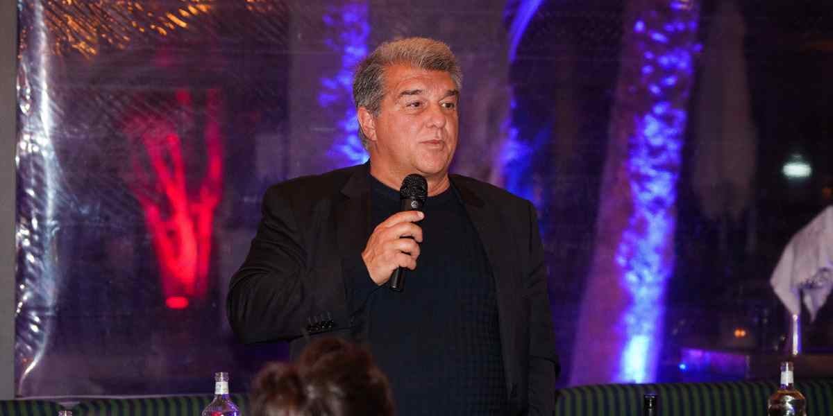 El presidente del Barça, Joan Laporta, durante el discurso en la cena por la celebración de la Liga | Europa Press
