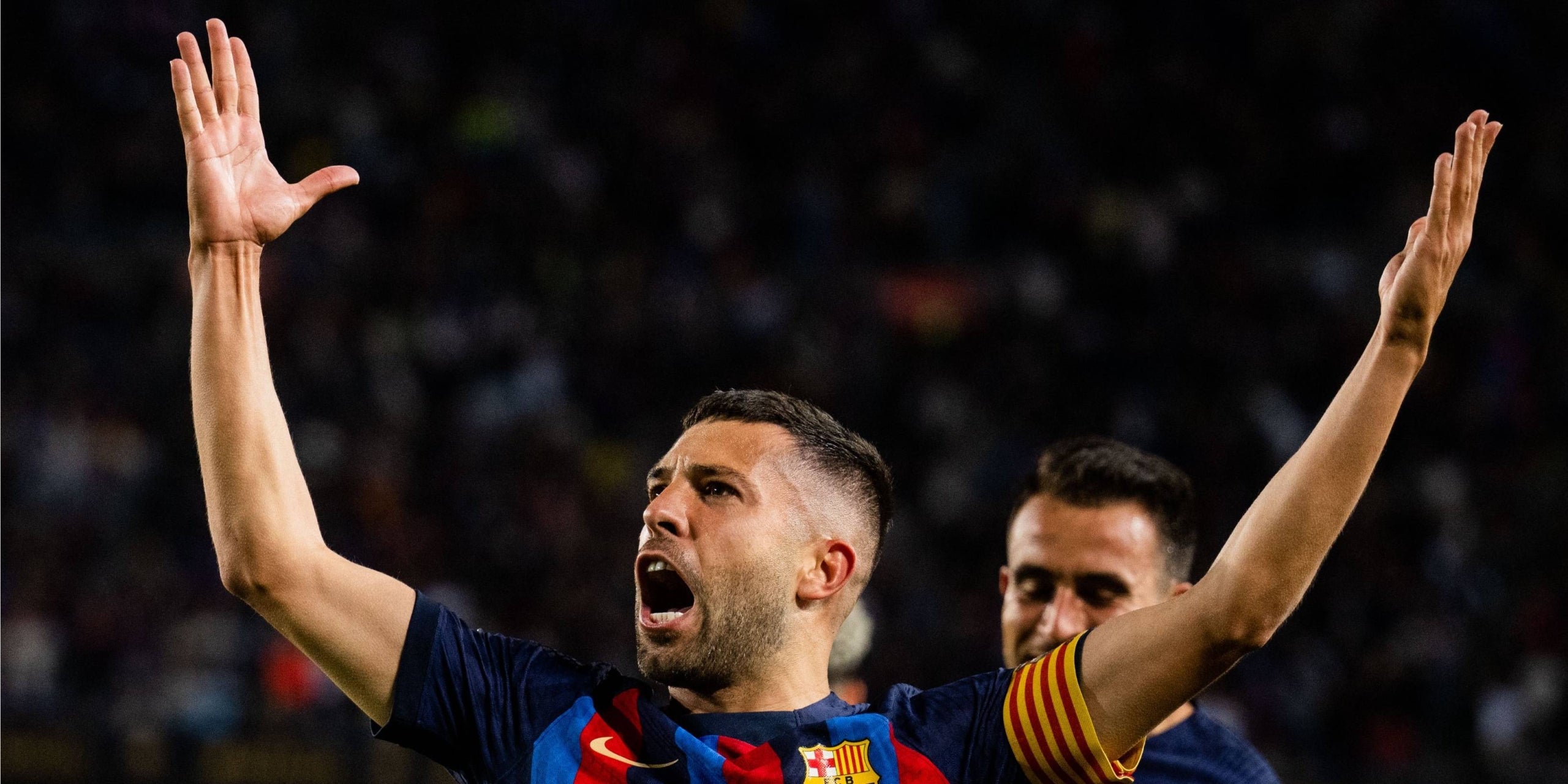 Jordi Alba celebra el seu gol contra l'Osasuna | FC Barcelona