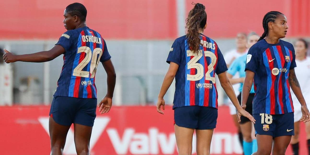 Les jugadores del Barça, durant el partit contra el Sevilla | FC Barcelona