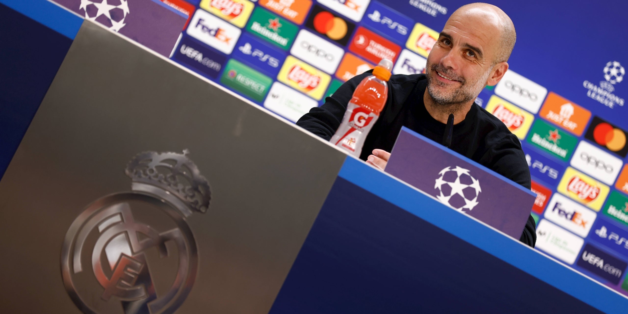 Pep Guardiola, durant una roda de premsa a Madrid | Europa Press