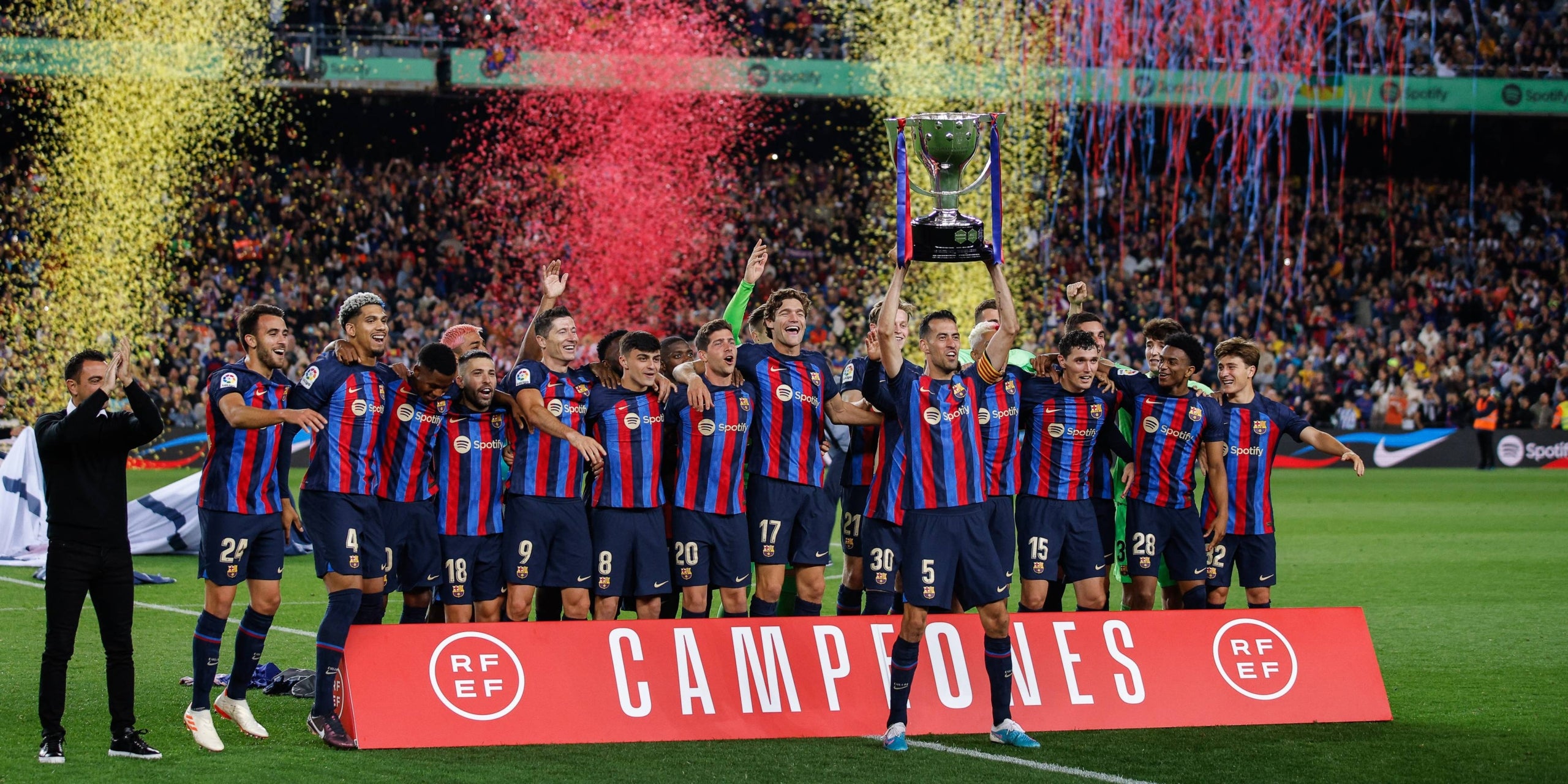 Jugadors del Barça celebrant el títol de Lliga | Europa Press