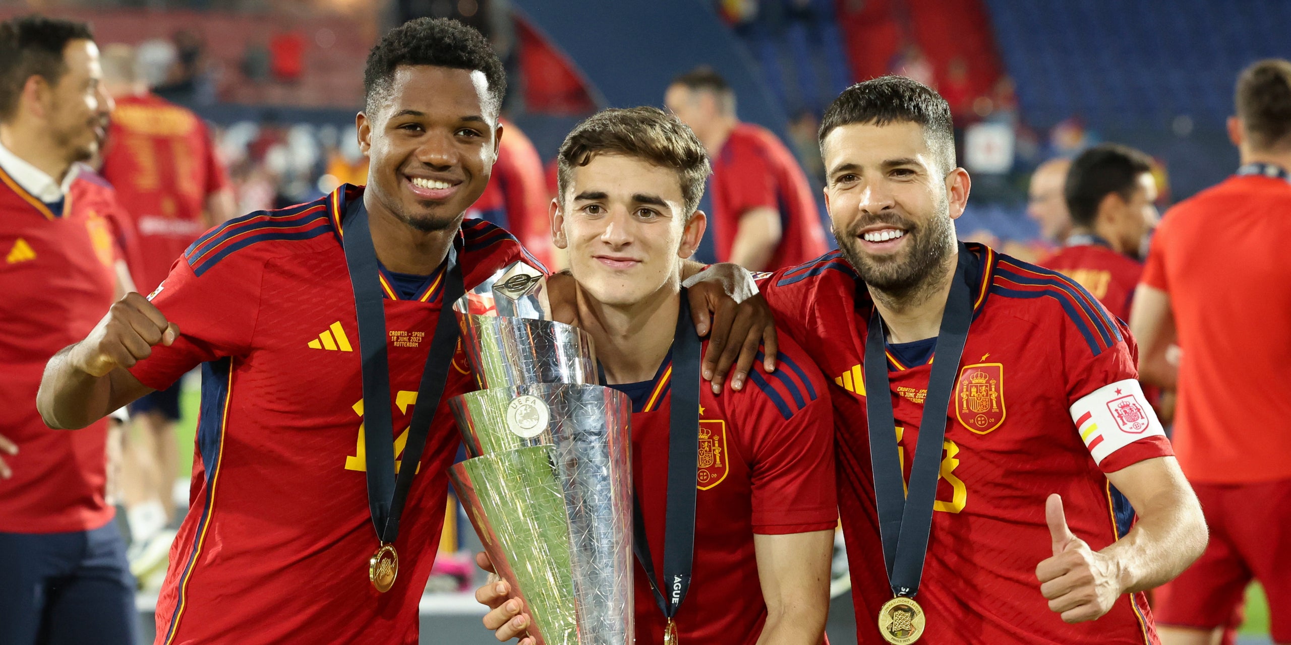 Ansu Fati, Gavi i Jordi Alba, celebrant la Nations League | Europa Press