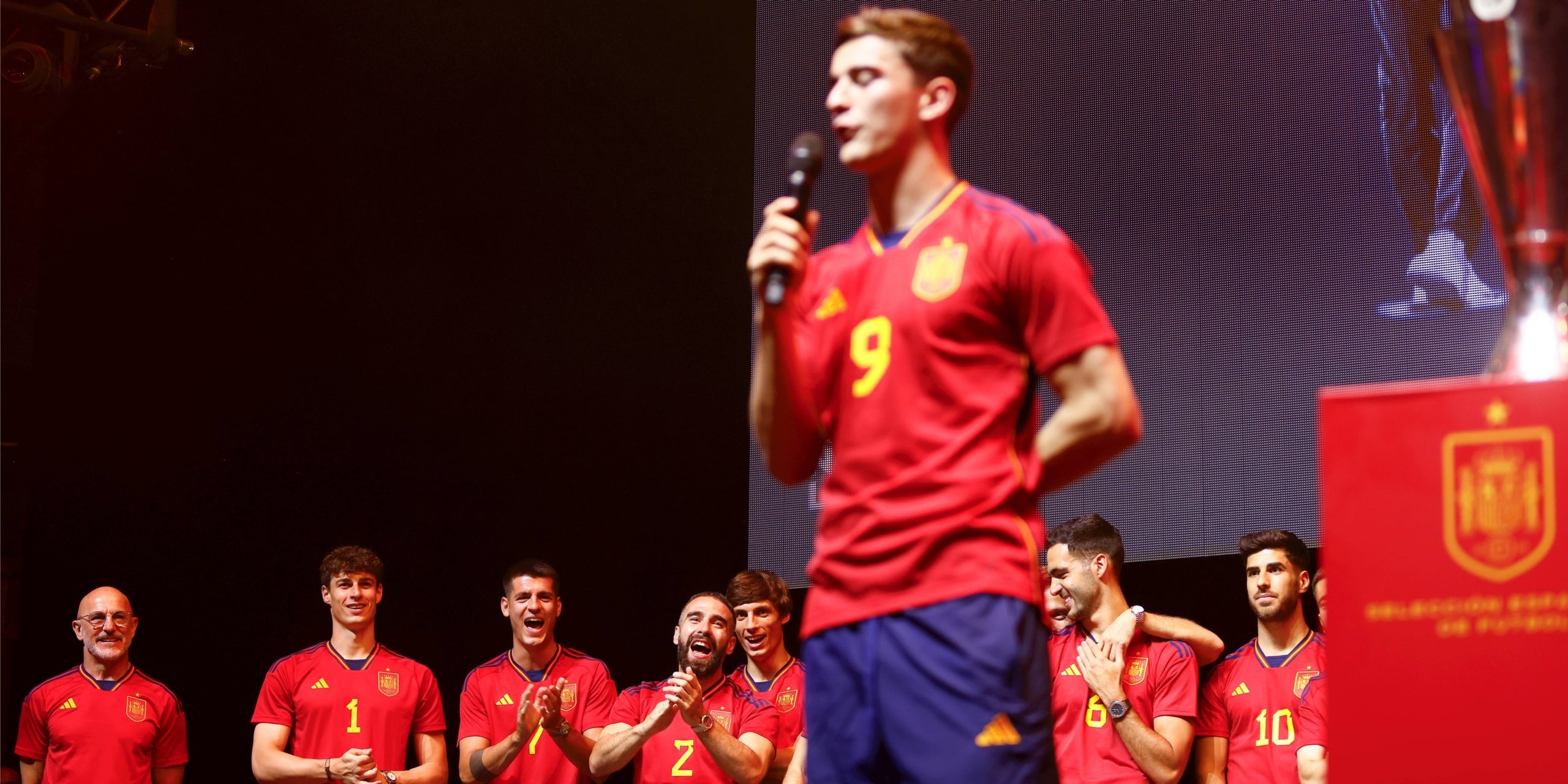 Gavi, durant l'acte de celebració de la Nations League al WiZink Center de Madrid | Europa Press