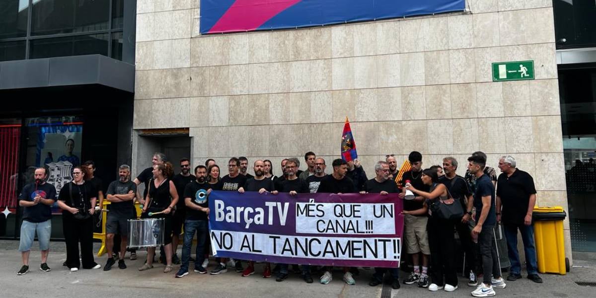 Els treballadors de Barça TV, durant un acte reivindicatiu | @ComiteBarcaTV