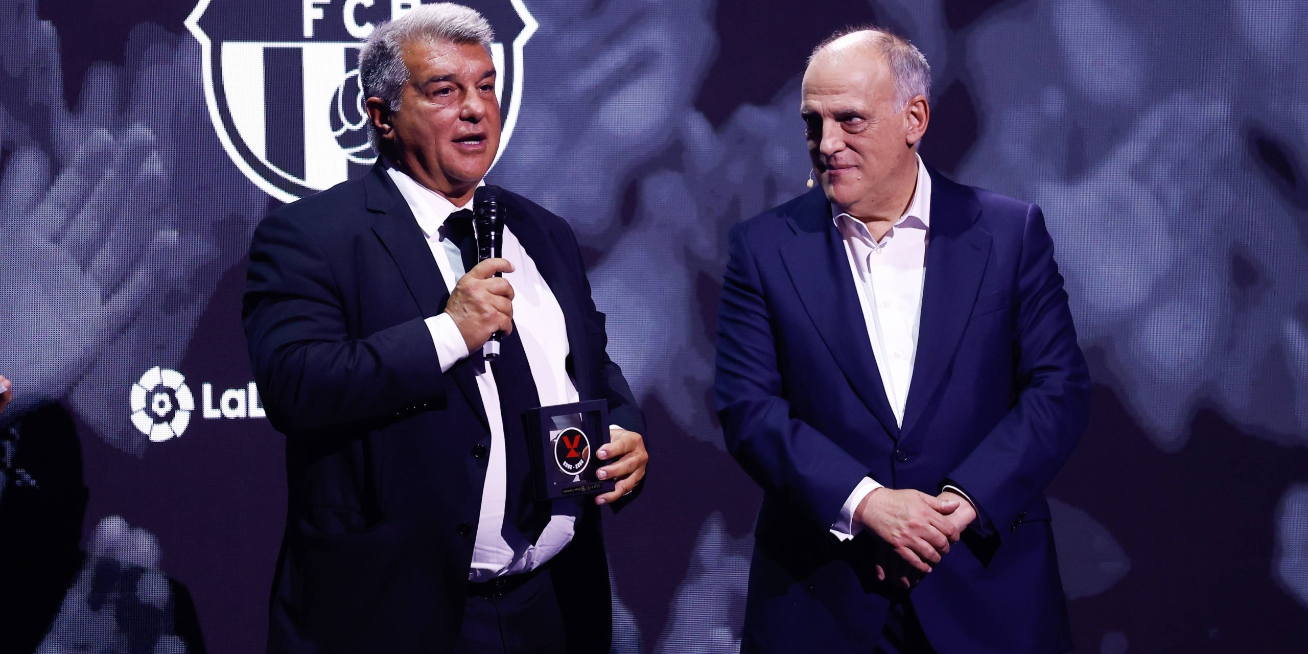 Joan Laporta i Javier Tebas, en un acte de LaLiga | Europa Press