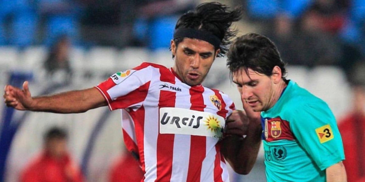 Fabián Vargas i Leo Messi durant un Almeria-Barça | Instagram
