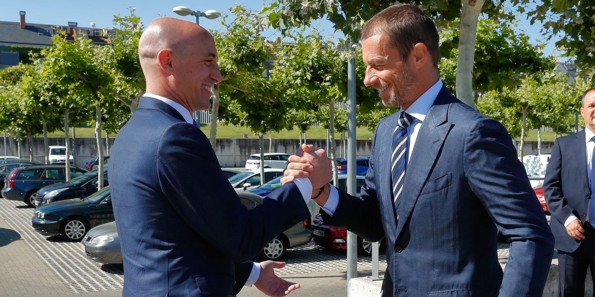 Luis Rubiales i Aleksander Ceferin, en una imatge d'arxiu | Europa Press