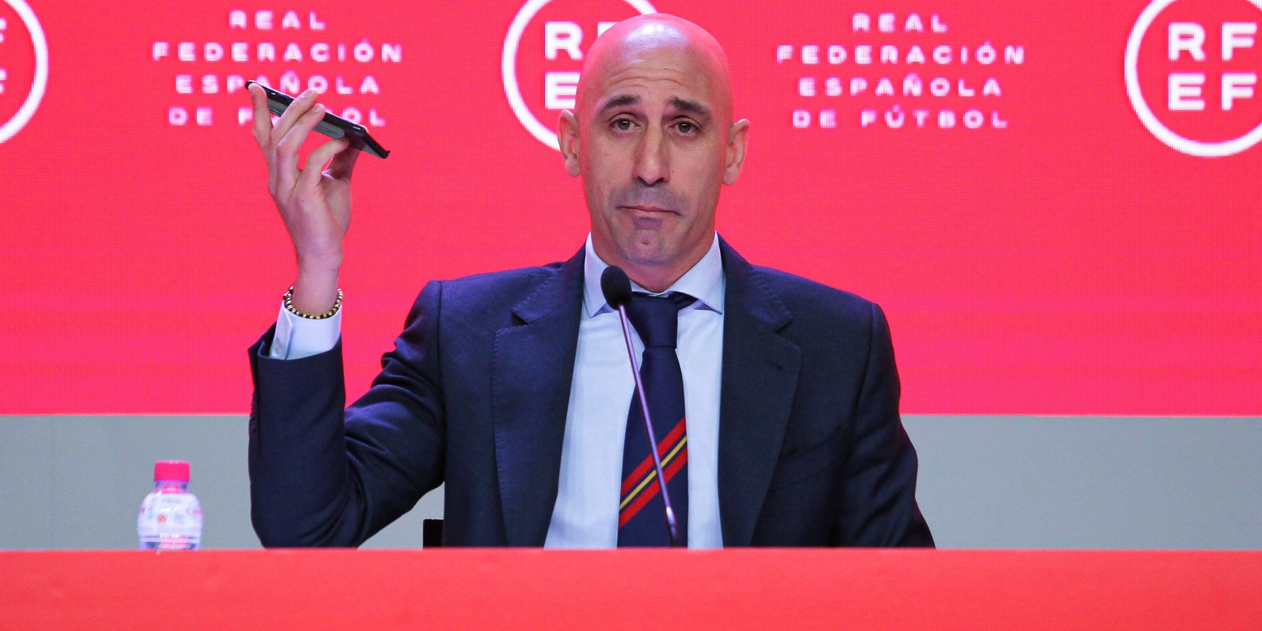 Rubiales, durante la polémica rueda de prensa sobre el caso de la Supercopa | Europa Press
