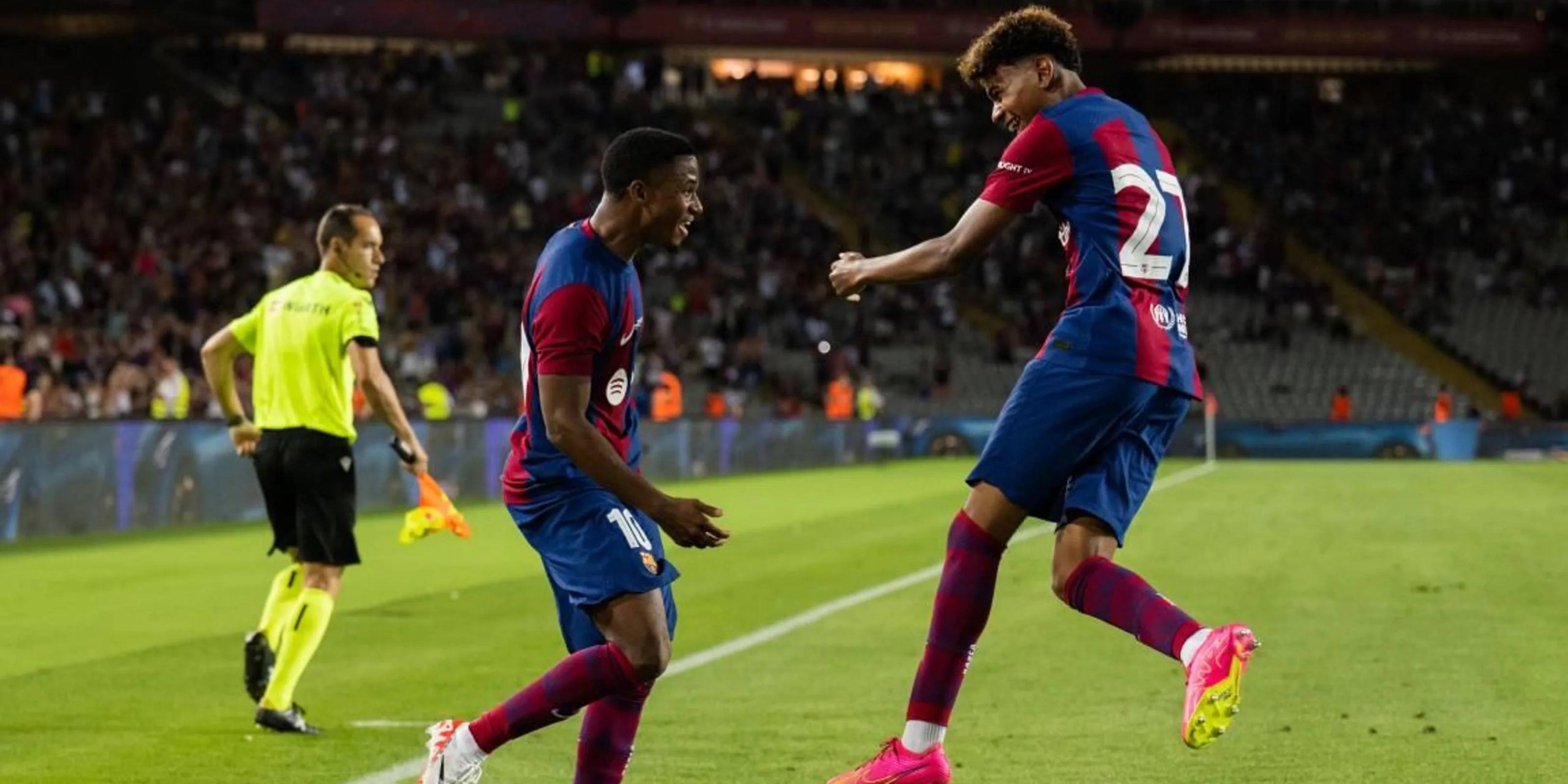 Ansu Fati i Lamine Yamal celebren un gol al Gamper | FC Barcelona