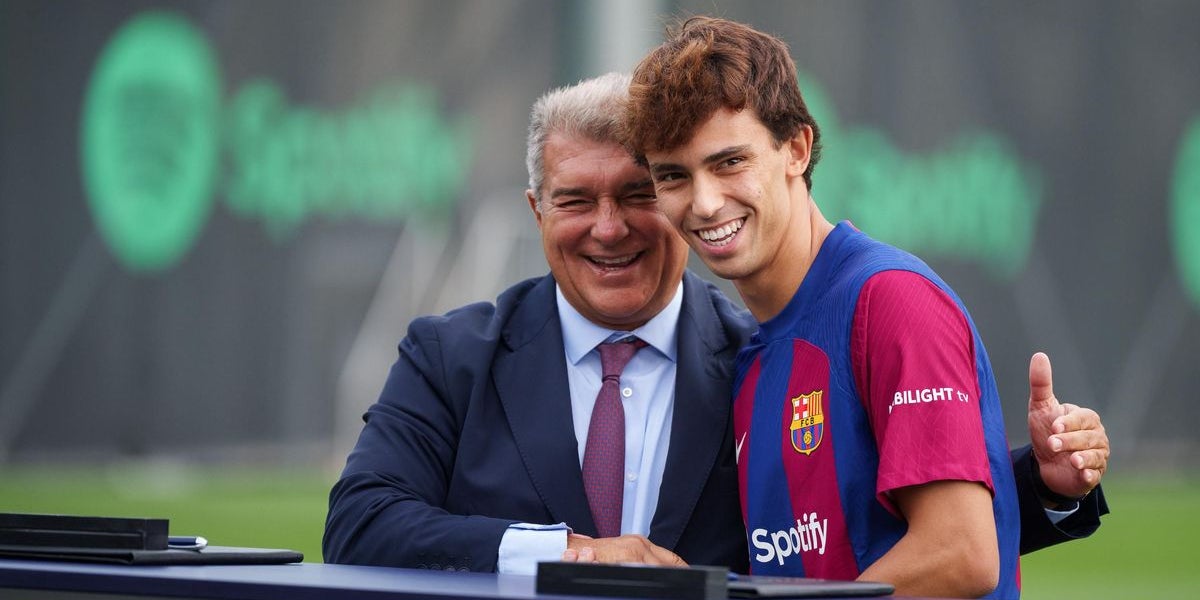 Joan Laporta, amb Joao Félix en la seva presentació | FC Barcelona