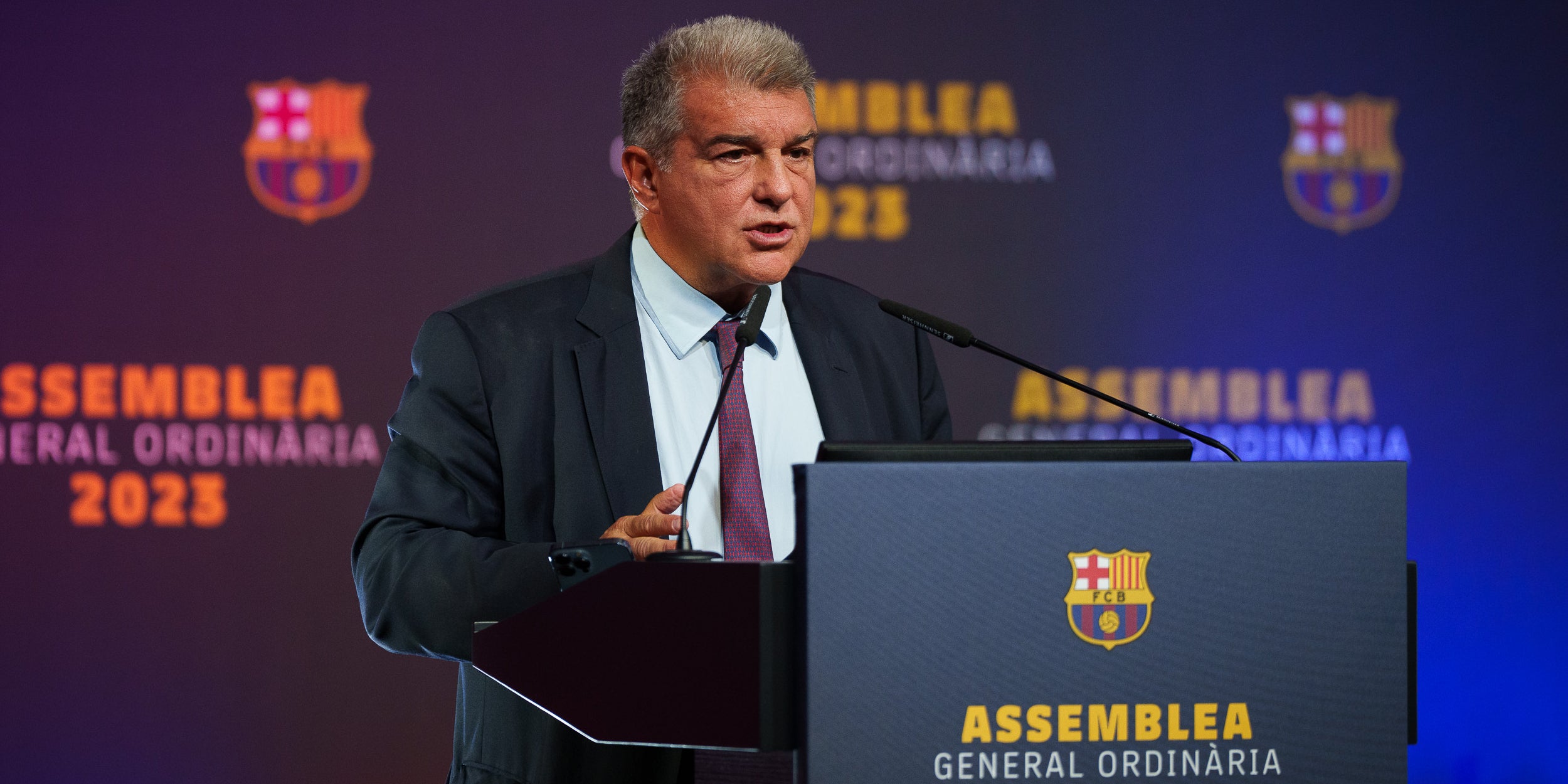 Joan Laporta, president del Barça, a l'Assemblea General Ordinària 2023 | @FCBarcelona