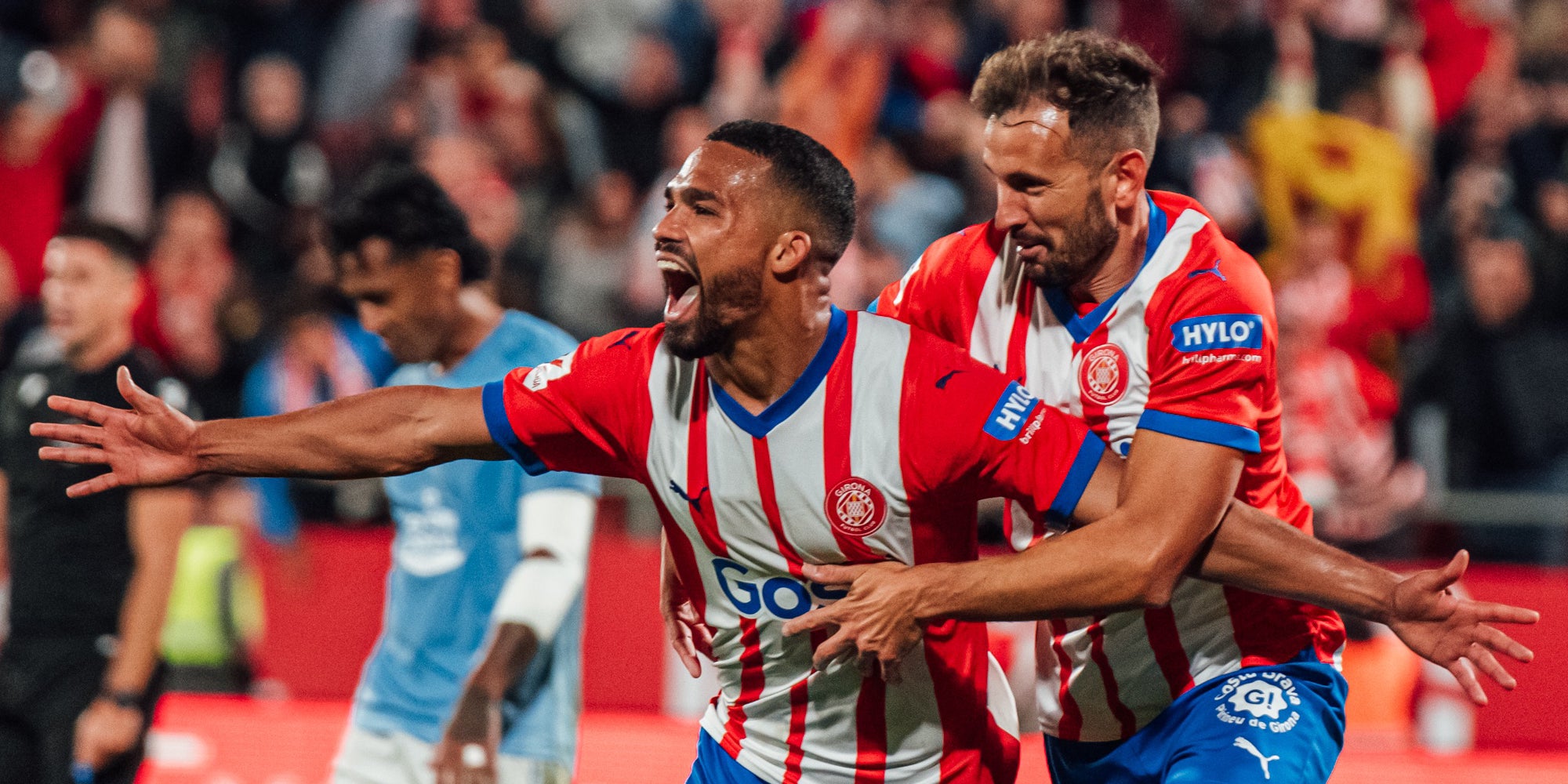 Yangel Herrera i Stuani, celebrant el gol contra el Celta | @GironaFC