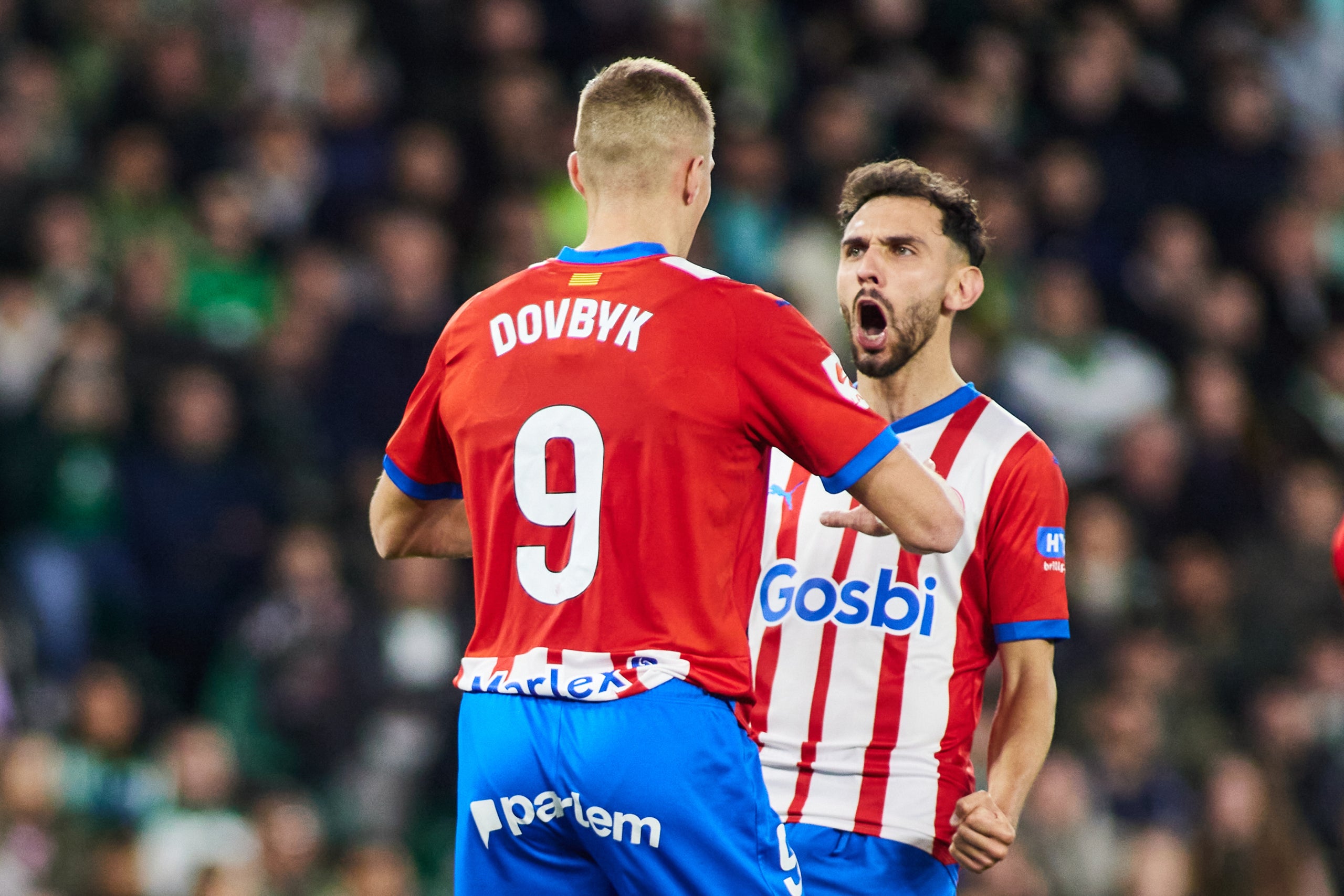 Dobvyk, davanter del Girona, després de marcar un gol | Europa Press
