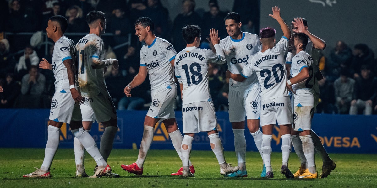 Els jugadors del Girona celebrant un dels gols davant l'Oriola | Girona FC
